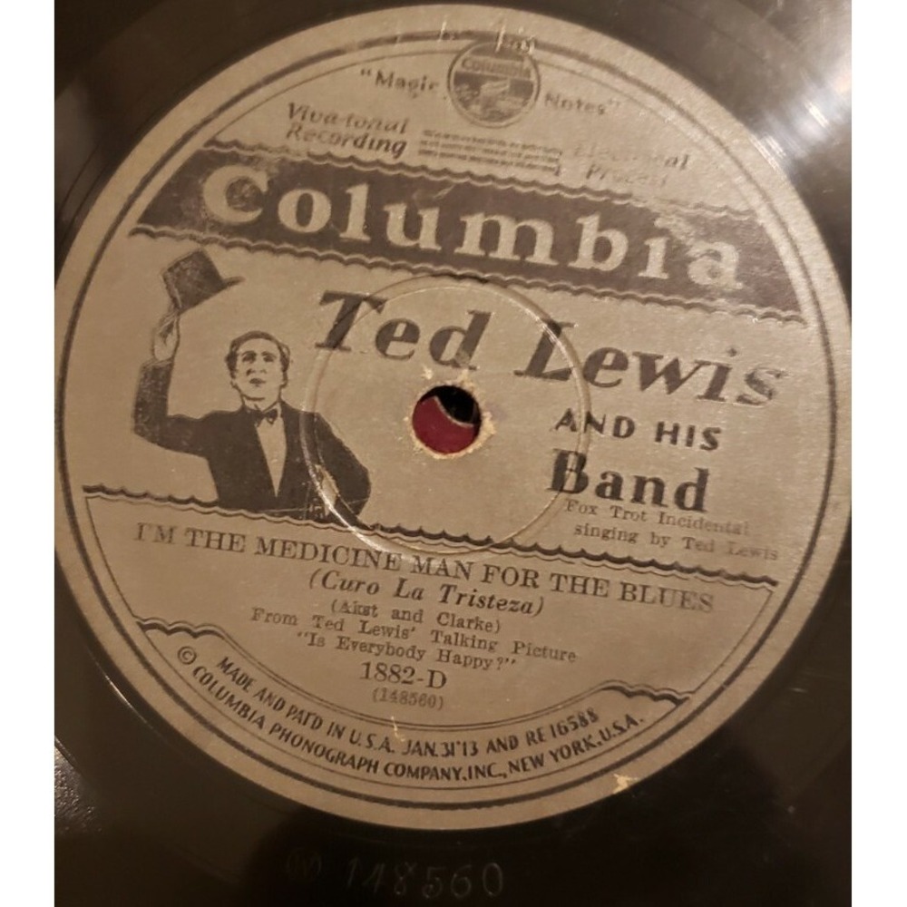 78rpm 1929 I'M THE MEDICINE MAN FOR THE BLUES Ted Lewis Band COLUMBIA 1882 V+/V+